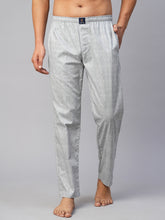 Men's Printed, Grey, Cotton, Regular Fit, Elasticated, Waistband, Pyjama  With Side Pockets